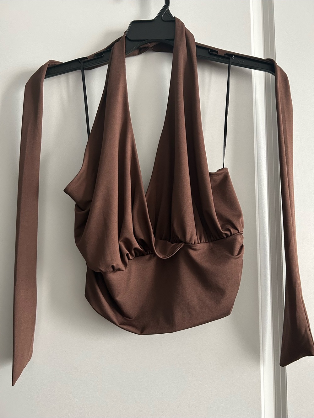 Women's Brown Halter Tie-Back Camisole
